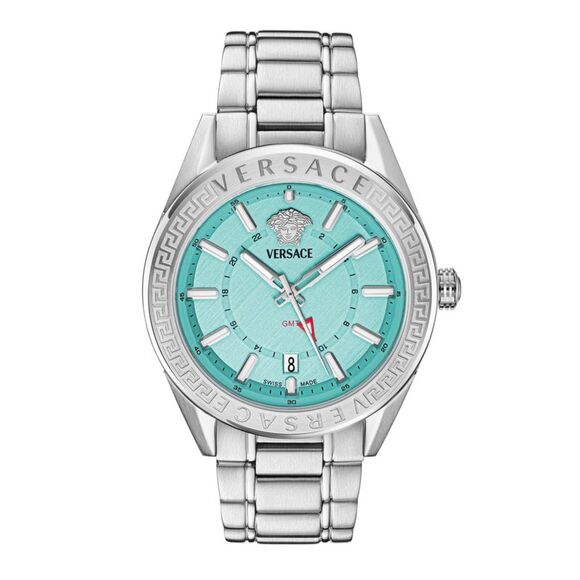 Versace V-Code GMT Bracelet Watch Silver Mens - Picture 1 of 5
